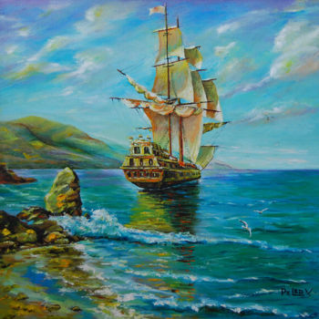 Peinture intitulée "Seascape" par Painter Victor Peled, Œuvre d'art originale