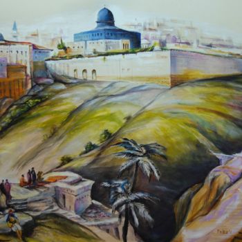 Painting titled "old-jerusalem-oil-o…" by Painter Victor Peled, Original Artwork, Oil