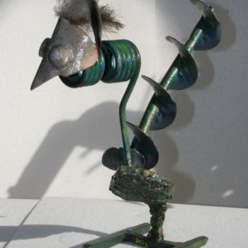 Sculpture titled "L'OISEAU SANS FIN" by Michele Vicq, Original Artwork, Metals