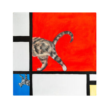Painting titled "Feline Abstraction:…" by Victo, Original Artwork, Oil