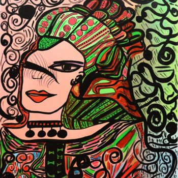 Painting titled "FEMME VEGETALE" by Victoire Agathe Celestine, Original Artwork, Acrylic