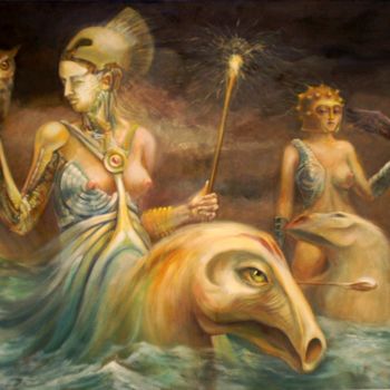 Painting titled "Palas Athena" by Victor Feodorov, Original Artwork, Acrylic
