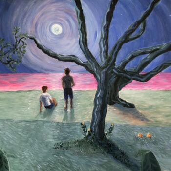 Malarstwo zatytułowany „A canção da lua” autorstwa Victor G Ferrari, Oryginalna praca, Akryl