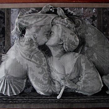 Картина под названием "Kiss 4" - Victor Grigoryan, Подлинное произведение искусства, проволочный Установлен на Деревянная па…