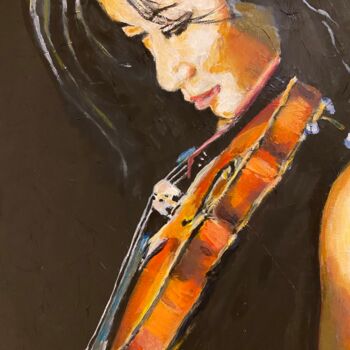 Картина под названием "La femme au violon" - Victor Lumbroso, Подлинное произведение искусства, Акрил