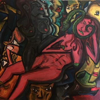 Painting titled "L’Enfer festif" by Victor Marchand, Original Artwork, Acrylic