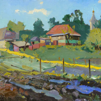 Painting titled "Gardens in Sedniv" by Victor Onyshchenko, Original Artwork, Oil