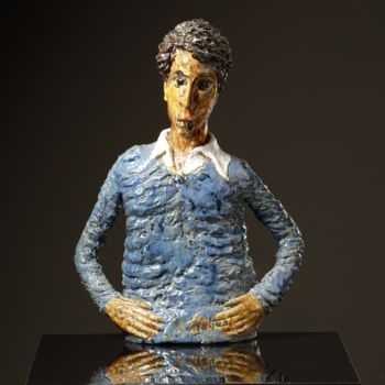Sculpture titled "Amedeo  Modigliani" by Victor Prodanchuk, Original Artwork, Clay