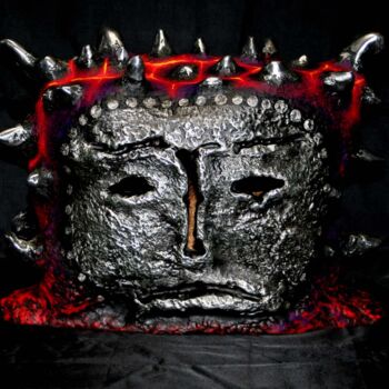 Skulptur mit dem Titel "Fiery head" von Victor Prodanchuk, Original-Kunstwerk, Aluminium