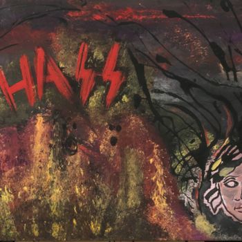 Malerei mit dem Titel "Hass" von Víctor Rodríguez, Original-Kunstwerk, Acryl