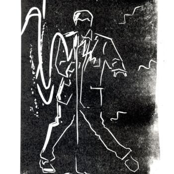 Incisioni, stampe intitolato "Elvis" da Victor Shefer, Opera d'arte originale, Incisioni su linoleum