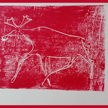 Printmaking titled "Moose" by Victor Shefer, Original Artwork, Linocuts