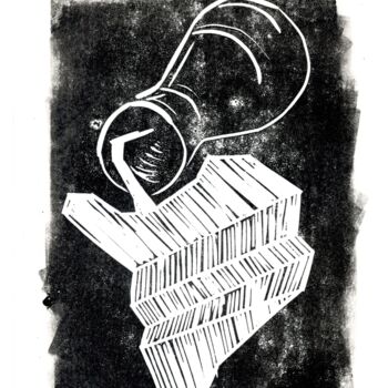 Gravures & estampes intitulée "Молоко на ступенях 2" par Victor Shefer, Œuvre d'art originale, Linogravures
