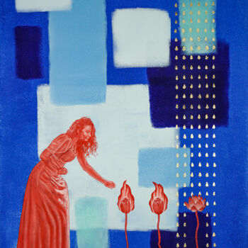 Картина под названием "Mother's Hope" - Victor Tampei, Подлинное произведение искусства, Масло