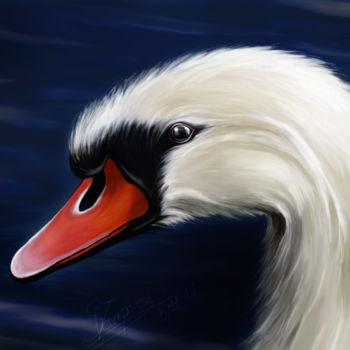 Painting titled "Белый лебедь" by Scripnic, Original Artwork