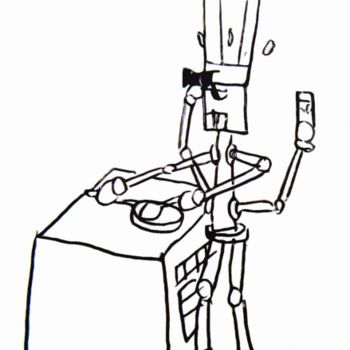 Drawing titled "Robot cuisinier cre…" by Les Robots De Victor Antony-Thouret, Original Artwork