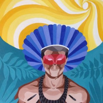 Painting titled "O índio" by Victor Cruz, Original Artwork, Acrylic