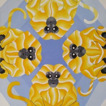 Painting titled "4 Micos" by Victor Cruz, Original Artwork, Acrylic