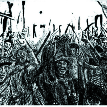 Drawing titled "Revolta Agrária" by Víctor Diz, Original Artwork, Ballpoint pen