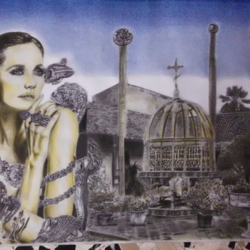 Drawing titled "la Reina de oro." by Victor  Cabel, Original Artwork, Pencil