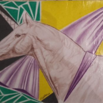 Disegno intitolato "caballo de circo" da Victor  Cabel, Opera d'arte originale, Matita