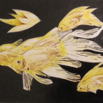 Peinture intitulée "pezes amarillos" par Victor  Cabel, Œuvre d'art originale, Autre