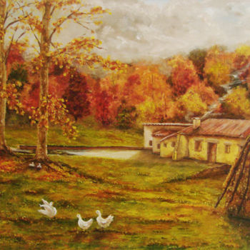 Картина под названием "Óleo de paisaje de…" - Victoria Aranyo, Подлинное произведение искусства, Масло Установлен на Деревян…