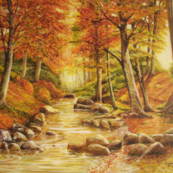 제목이 "Óleo de un paisaje…"인 미술작품 Victoria Aranyo로, 원작, 기름 나무 들것 프레임에 장착됨