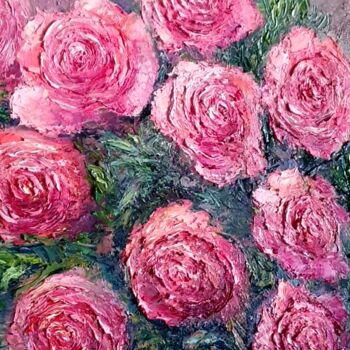 Pintura intitulada "Bouquet de roses" por Victoria Beko, Obras de arte originais, Óleo