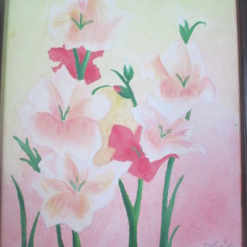Painting titled "Sunrise Flower" by Victoria Deaton, Original Artwork, Oil