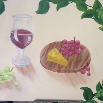 Peinture intitulée "Wine and Cheese Pai…" par Victoria Deaton, Œuvre d'art originale, Huile