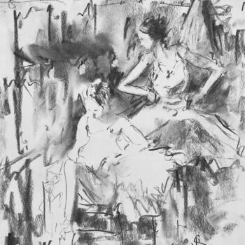 Drawing titled "Backstage." by Victoria General, Original Artwork, Charcoal