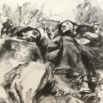 Drawing titled "Crashed." by Victoria General, Original Artwork, Charcoal