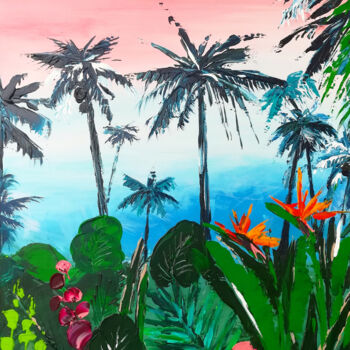 "Paysage tropical" başlıklı Tablo Victoria Girerd tarafından, Orijinal sanat, Akrilik Ahşap Sedye çerçevesi üzerine monte ed…
