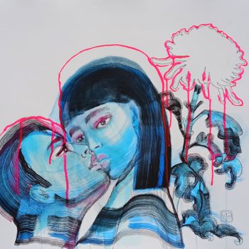 Рисунок под названием "Letting go a loved…" - Victoria Golovina, Подлинное произведение искусства, Чернила