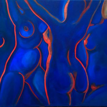 Pintura intitulada "Fiery dance. В ночь…" por Victoria Golovina, Obras de arte originais, Acrílico