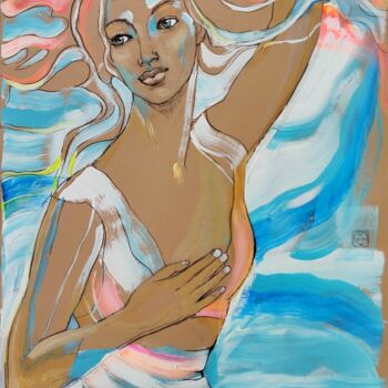 Malarstwo zatytułowany „Aqua Flame.” autorstwa Victoria Golovina, Oryginalna praca, Akryl