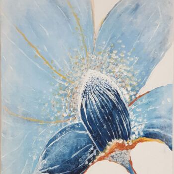Painting titled "MY DELICATE BLUE FL…" by Victoria Gradinar, Original Artwork, Acrylic