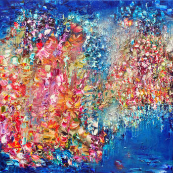 Painting titled "Coral’s Composition" by Victoria Horkan, Original Artwork, Oil Mounted on Wood Stretcher frame