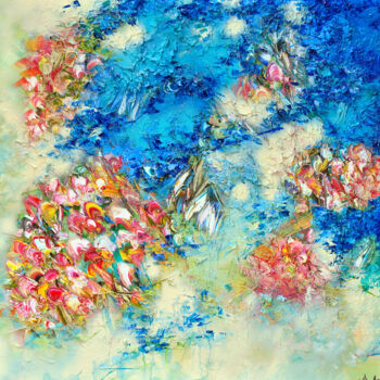 Painting titled "The Skies At Maruya…" by Victoria Horkan, Original Artwork, Oil Mounted on Wood Stretcher frame
