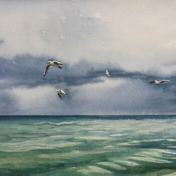 Painting titled "Sky №3" by Victoria Lyashenko, Original Artwork, Watercolor