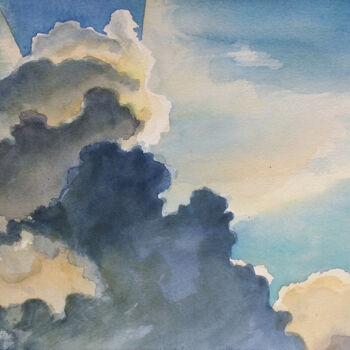 Картина под названием "Sky №4" - Victoria Lyashenko, Подлинное произведение искусства, Акварель