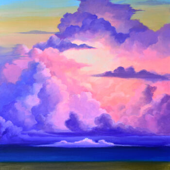Malarstwo zatytułowany „Bright sunset” autorstwa Victoria Lyashenko, Oryginalna praca, Akryl Zamontowany na Drewniana rama n…