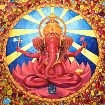 Pintura intitulada "Ganesha" por Victoria Lyashenko, Obras de arte originais, Aquarela