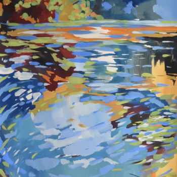 Painting titled "reflection of autumn" by Victoria, Original Artwork, Gouache