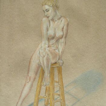 Nackte Frau auf dem Stuhl