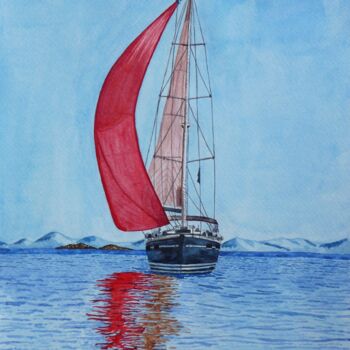 Pittura intitolato "Segelboot" da Victoria Richters, Opera d'arte originale, Acquarello