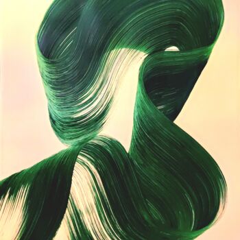 Painting titled "Flow green 2" by Victoria Román, Original Artwork, Acrylic
