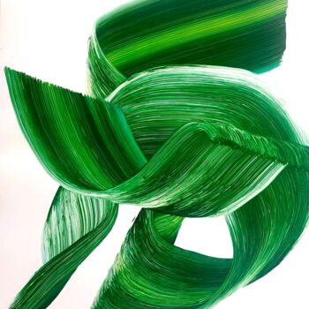 Painting titled "Flow green2" by Victoria Román, Original Artwork, Acrylic