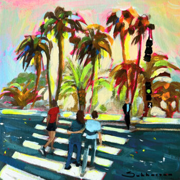 Painting titled "Santa Monica Pier" by Victoria Sukhasyan, Original Artwork, Acrylic